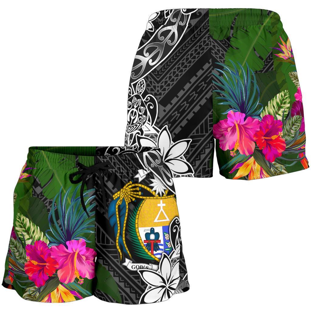 Nauru Women Shorts - Turtle Plumeria Banana Leaf Crest - Polynesian Pride