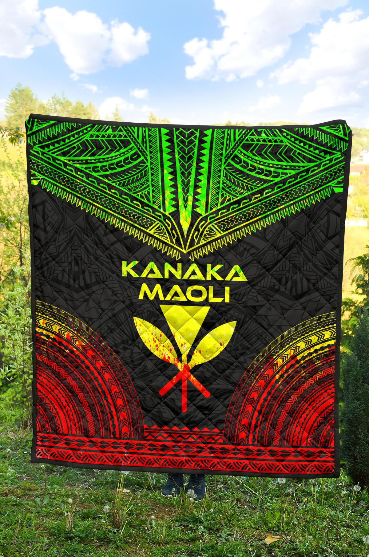 Hawaii Premium Quilt - Kanaka Maoli Polynesian Chief Reggae Version - Polynesian Pride