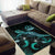 Vanuatu Polynesian Area Rugs - Turtle With Blooming Hibiscus Turquoise - Polynesian Pride