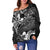 Tonga Women's Off shoulder Sweater - White Shark Polynesian Tattoo - Polynesian Pride