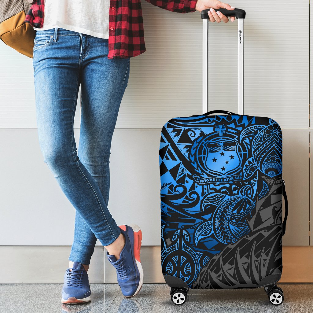 Samoa Polynesian Luggage Covers - Blue Turtle Flowing - Polynesian Pride