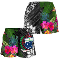 Samoa Women Shorts - Turtle Plumeria Banana Leaf - Polynesian Pride