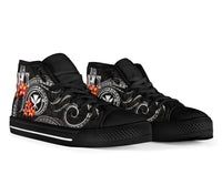 Polynesian Hawaii High Top Shoes - Black Plumeria - Polynesian Pride