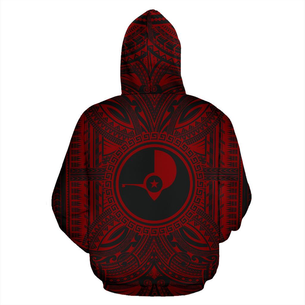 Yap ll Over Hoodie Yap Coat of rms Polynesian Red Black - Polynesian Pride
