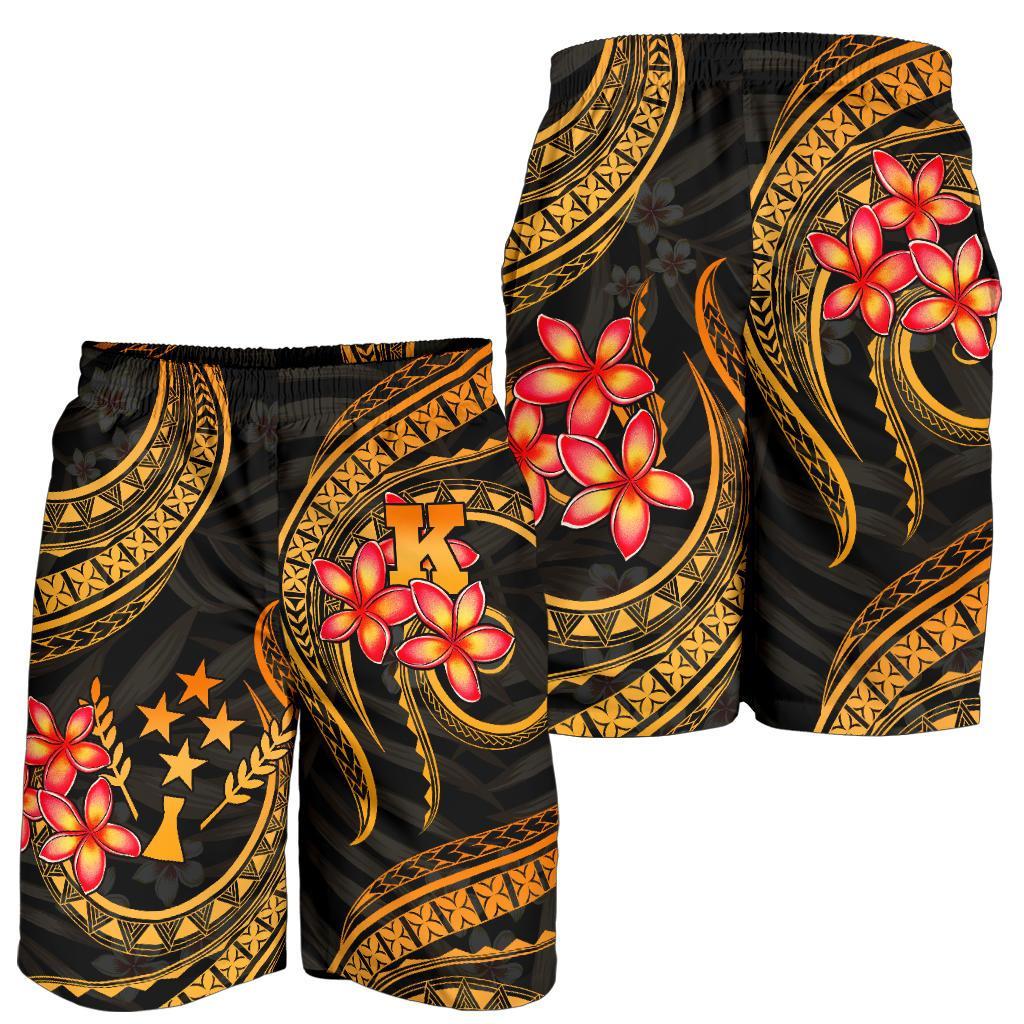 Kosrae Micronesian Men Shorts - Gold Plumeria - Polynesian Pride