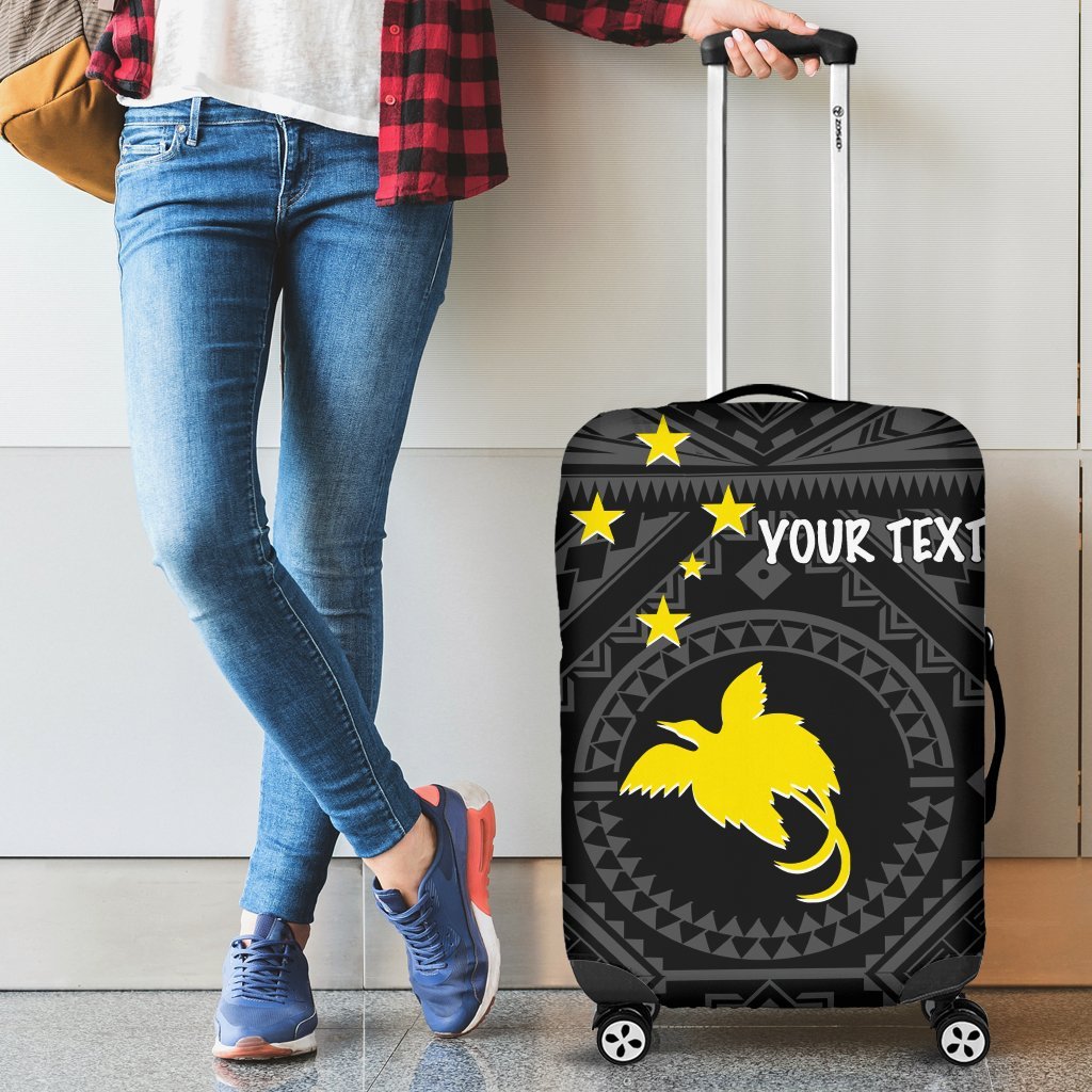 Papua New Guinea Personalised Luggage Covers - Flag With Polynesian Patterns (Black) Black - Polynesian Pride