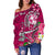 Tonga Custom Personalised Women's Off Shoulder Sweater - Turtle Plumeria (Pink) - Polynesian Pride