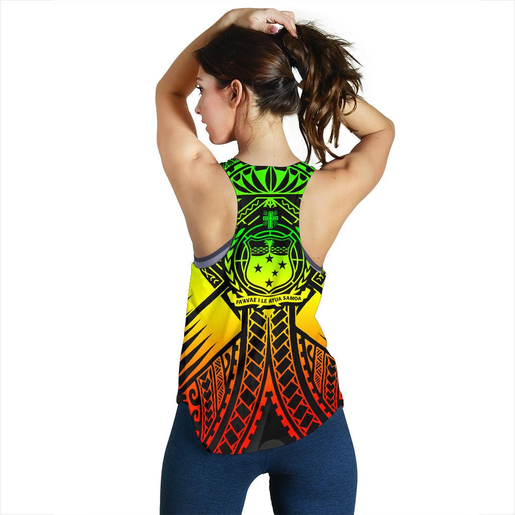 Samoa Polynesian Women's Racerback Tank - Samoa Reggae Seal with Polynesian Tattoo - Polynesian Pride