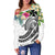 Wallis and Futuna Polynesian Women's Off Shoulder Sweater - Summer Plumeria (White) - Polynesian Pride