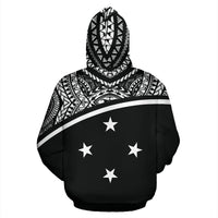 Pohnpei All Over Zip up Hoodie Micronesia Black Curve Style - Polynesian Pride