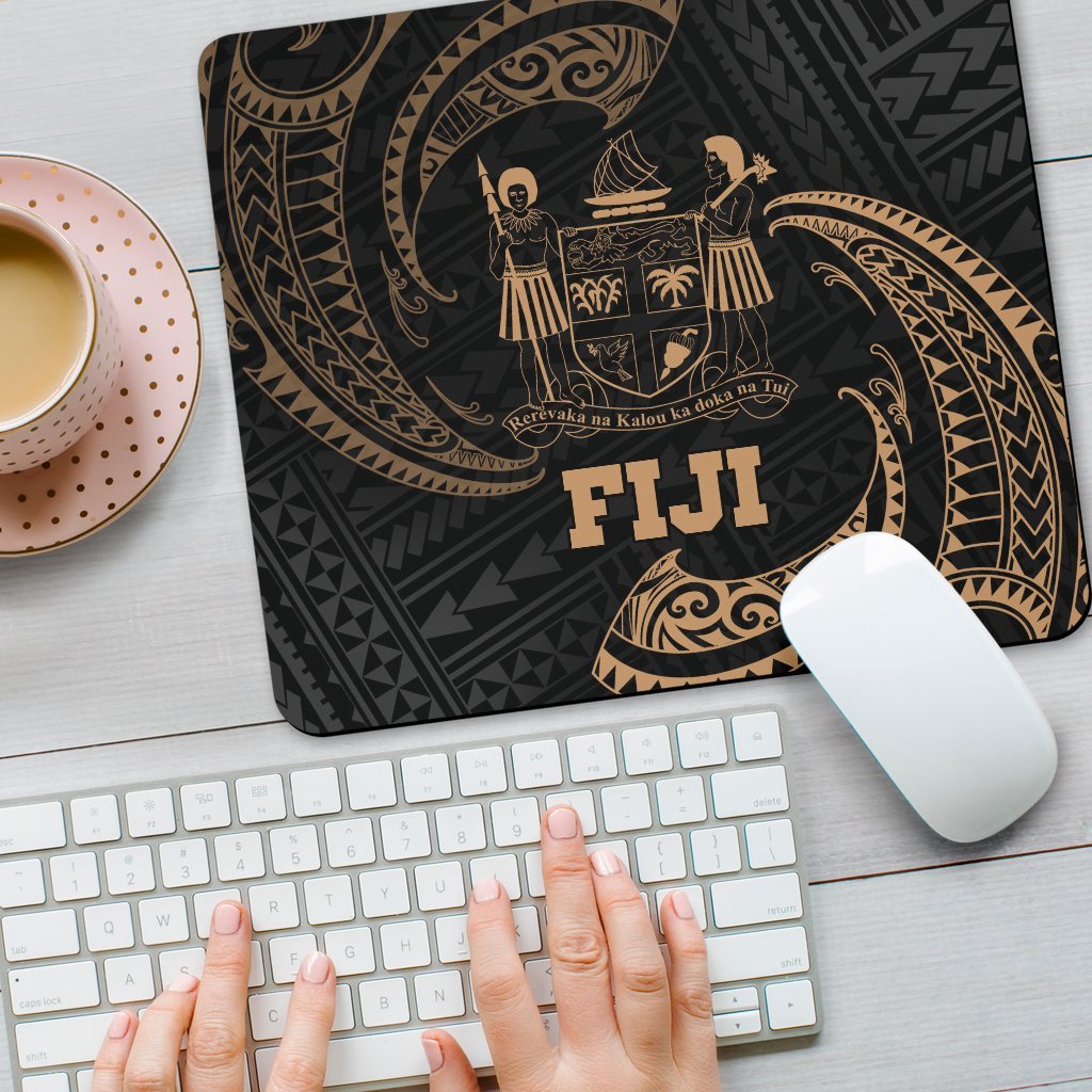 Fiji Polynesian Mouse Pad - Gold Tribal Wave - Polynesian Pride