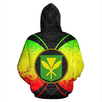 Hawaii Kanaka Maoli All Over Custom Hoodie Reggae Color Impact Style - Polynesian Pride