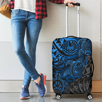 Tahiti Polynesian Luggage Cover - Blue Turtle Hibiscus Flowing - Polynesian Pride