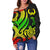 Pohnpei Women Off Shoulder Sweater - Reggae Tentacle Turtle - Polynesian Pride