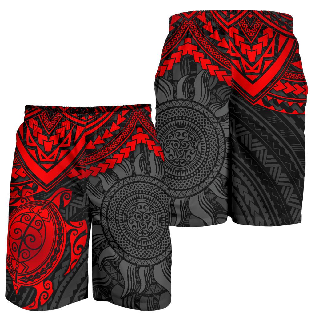 Polynesian Shorts (Men) - Polynesian Red Turtle - Polynesian Pride