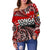 Tonga Off Shoulder Sweater Polynesian Tattoo Tongan Tapa - Polynesian Pride