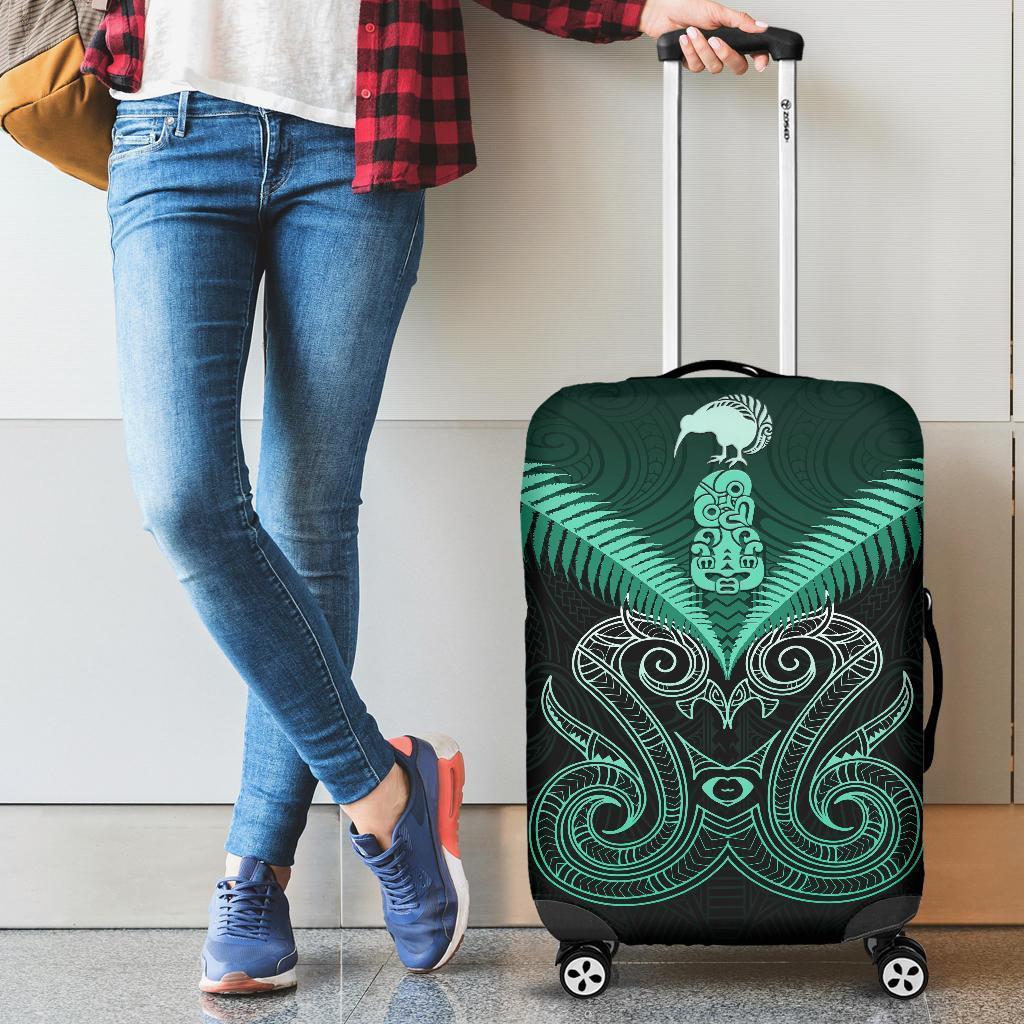 Maori Manaia New Zealand Luggage Covers Turquoise - Polynesian Pride
