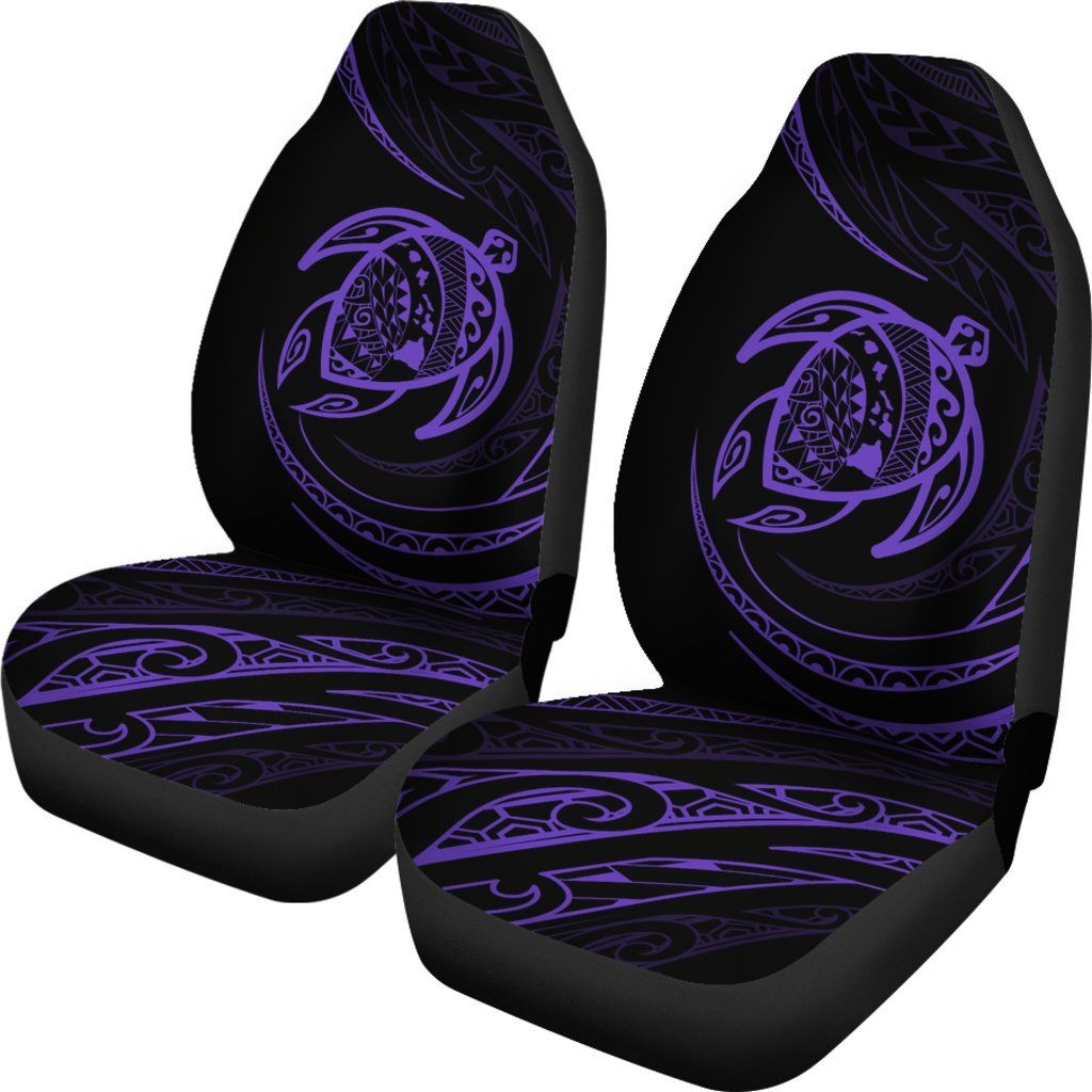 Hawaii Turtle Car Seat Covers - Purple - Frida Style Universal Fit Black - Polynesian Pride