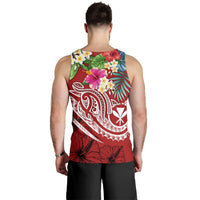Polynesian Hawaii Kanaka Maoli Men's Tank Top - Summer Plumeria (Red) - Polynesian Pride