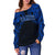 Tahiti Women's Off Shoulder Sweater - Blue Tattoo Version - Polynesian Pride