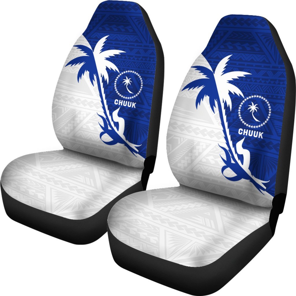 Chuuk Car Seat Covers - Chuuk Flag Coconut Tree - K4 Universal Fit Blue - Polynesian Pride