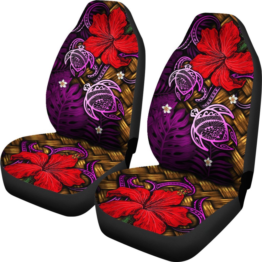 Hawaii Lauhala Hibiscus Polynesian Tropical Pink Car Seat Cover - Wake Style - AH Universal Fit Pink - Polynesian Pride