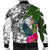 Palau Custom Personalised Men's Bomber Jacket White - Turtle Plumeria Banana Leaf Crest - Polynesian Pride