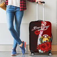 Nauru Polynesian Custom Personalised Luggage Covers - Coat Of Arm With Hibiscus - Polynesian Pride