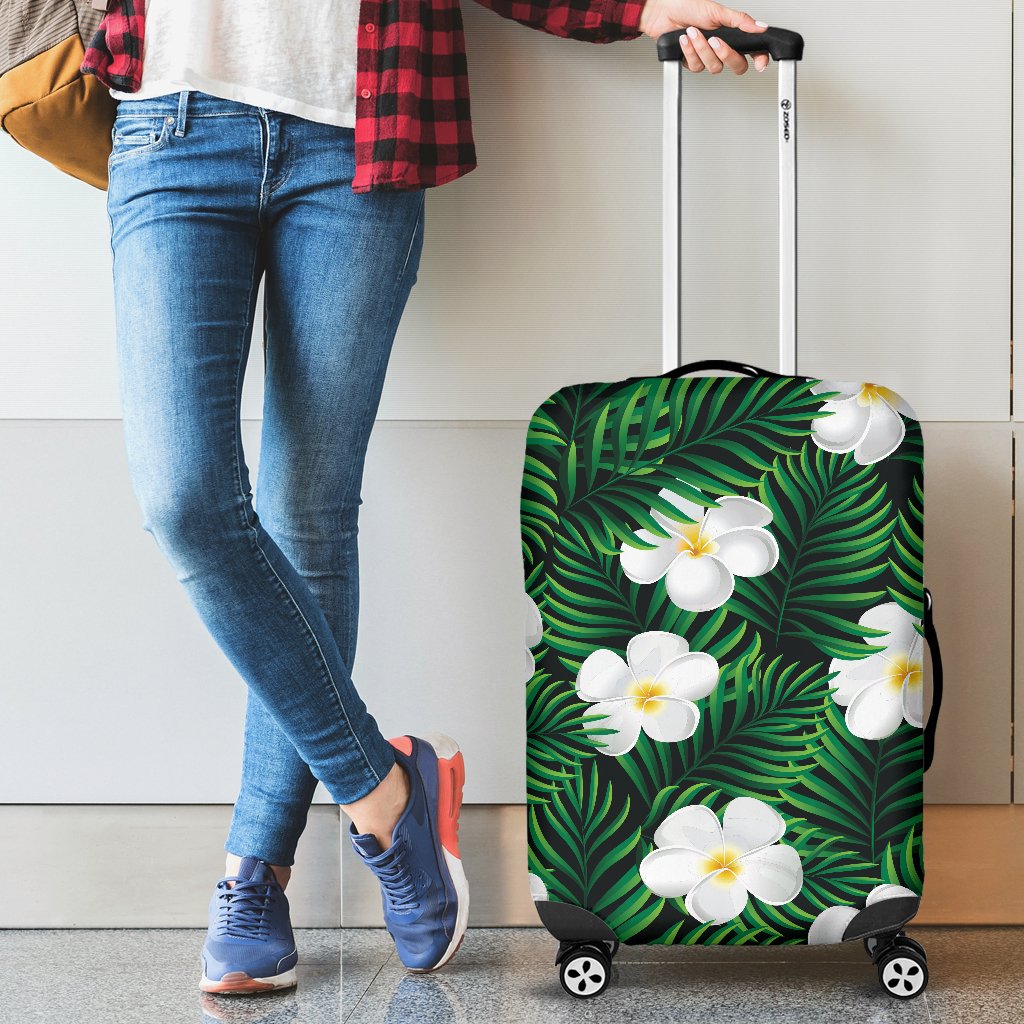 Plumeria Luggage Cover 03 Black - Polynesian Pride