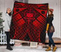 Samoa Polynesian Premium Quilt - Samoa Red Seal with Polynesian Tattoo - Polynesian Pride