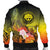 Federated States of Micronesia Men's Bomber Jacket - Humpback Whale with Tropical Flowers (Yellow) - Polynesian Pride