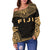 Fiji Polynesian Chief Women's Off Shoulder Sweater - Gold Version - Polynesian Pride