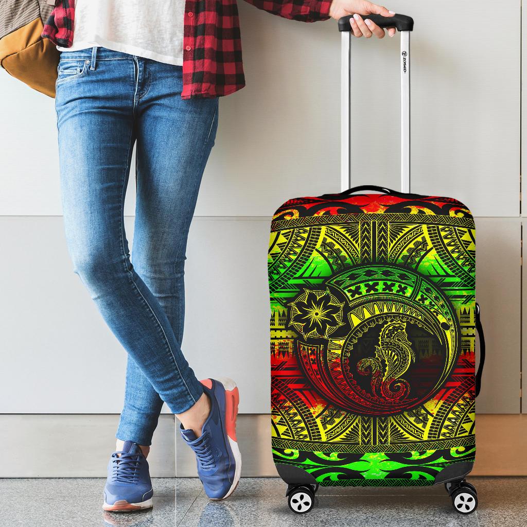 Seahorse Polynesian Luggage Cover - Polynesian Tattoo Reggae - Polynesian Pride