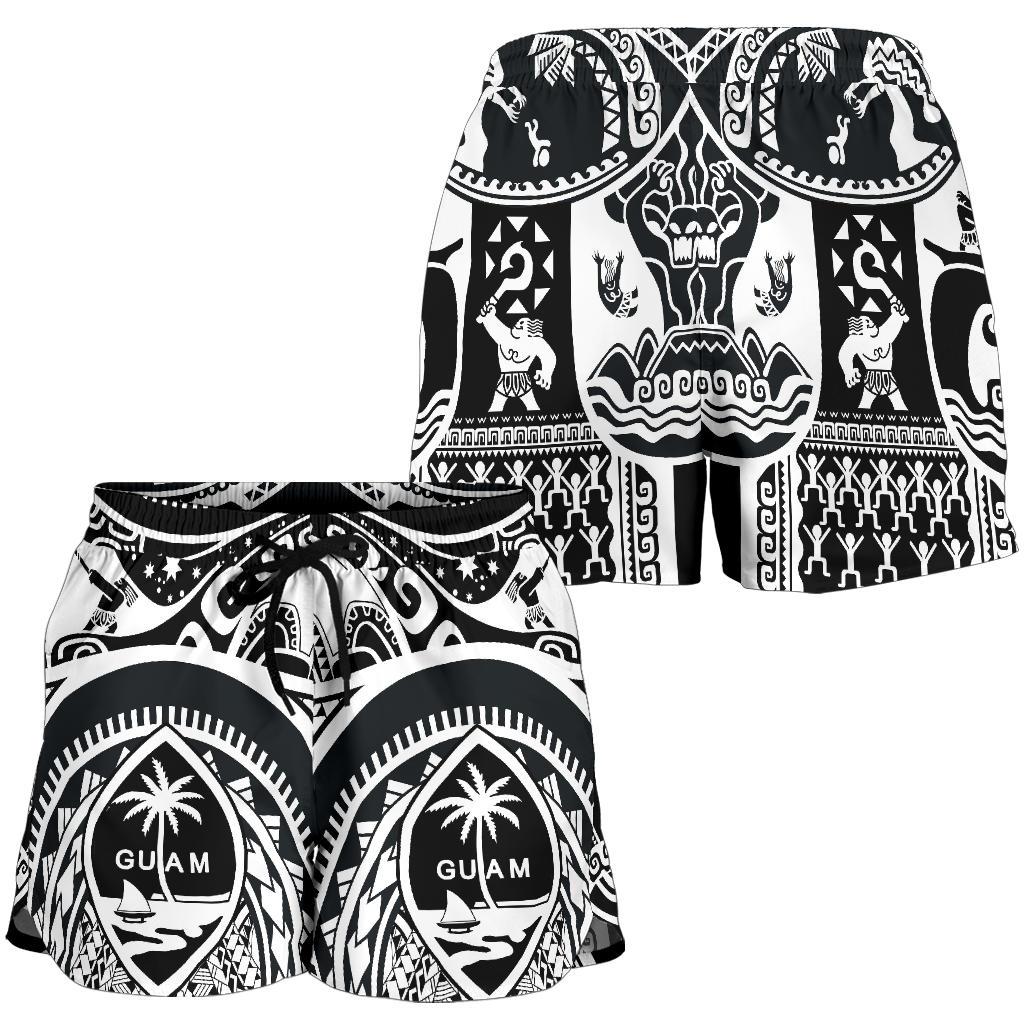Polynesian Women Shorts - Guam Flag, Seal with Maui Moana Tattoo - Polynesian Pride