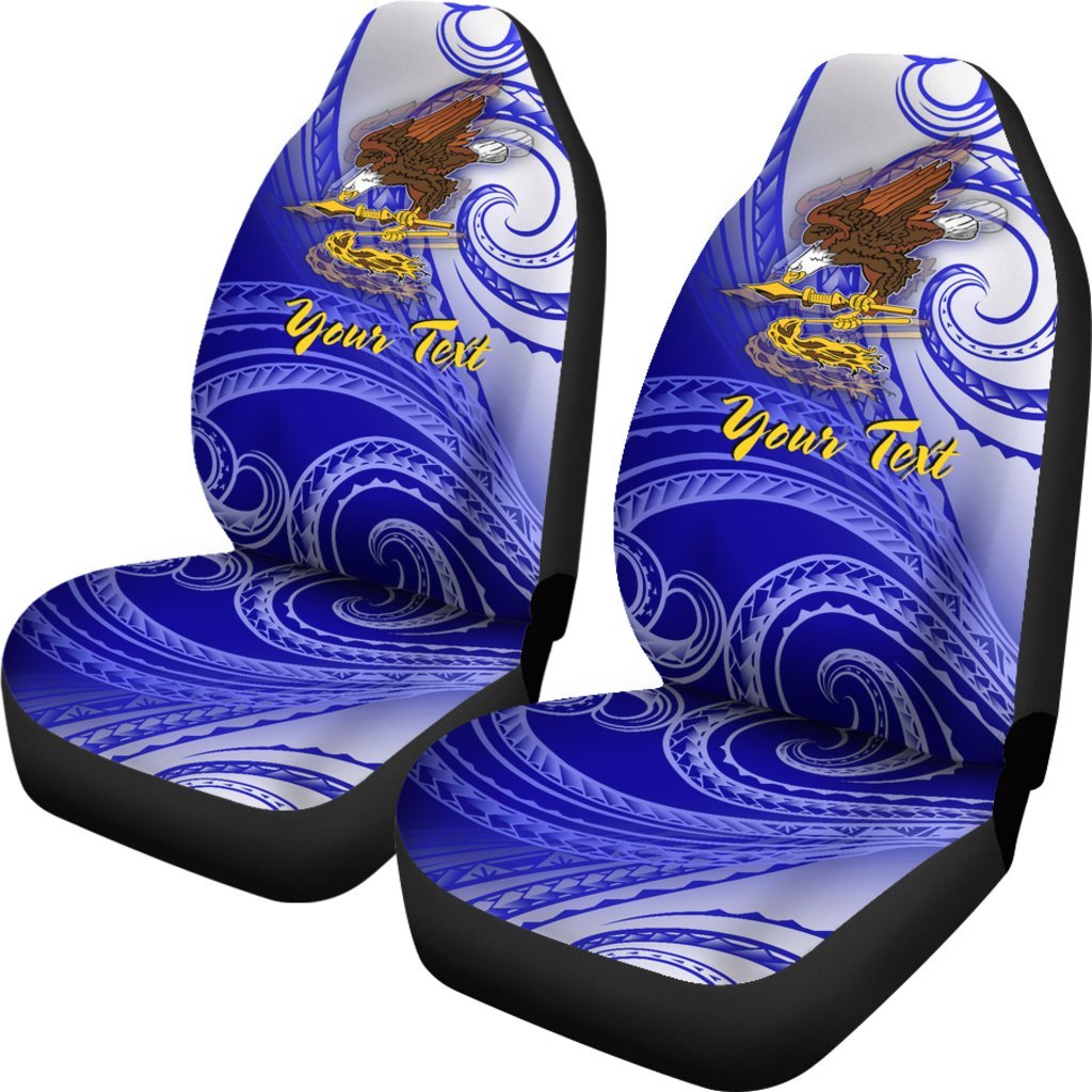 American Samoa Polynesian Custom Personalised Personalized Car Seat Covers - Bald Eagle (Blue) - Polynesian Pride
