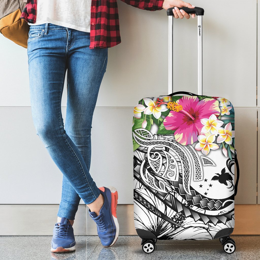 Papua New Guinea Polynesian Luggage Covers - Summer Plumeria (White) White - Polynesian Pride