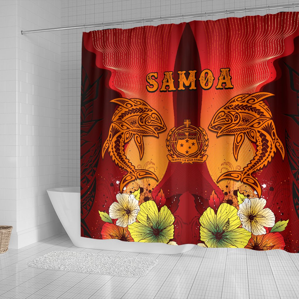 Samoa Shower Curtains - Tribal Tuna Fish - Polynesian Pride