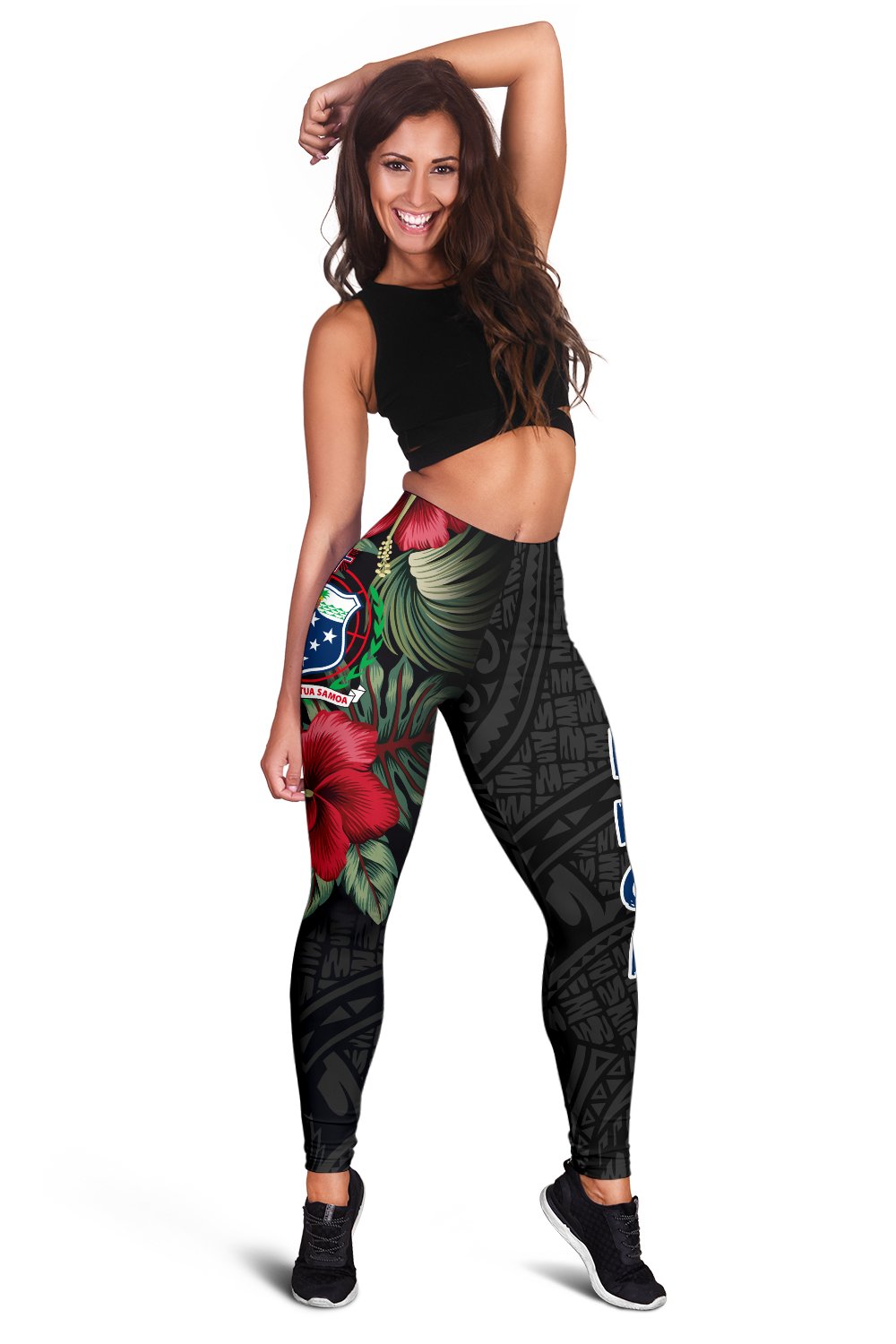 Samoa Polynesian Leggings - Hibiscus Coat of Arms - Polynesian Pride