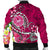 Tahiti Men's Bomber Jacket - Turtle Plumeria (Pink) - Polynesian Pride