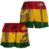 Hawaii Kanaka Flag Polynesian Women's Shorts - Mauna Kea Protectors Women Red - Polynesian Pride