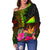 Tokelau Polynesian Women's Off Shoulder Sweater - Hibiscus and Banana Leaves - Polynesian Pride