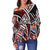 Tahiti Women's Off Shoulder Sweaters - Tribal Flower Special Pattern Red Color - Polynesian Pride