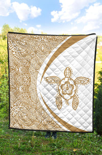 Hawaii Turtle Polynesian White Premium Quilt - Circle Style - Polynesian Pride