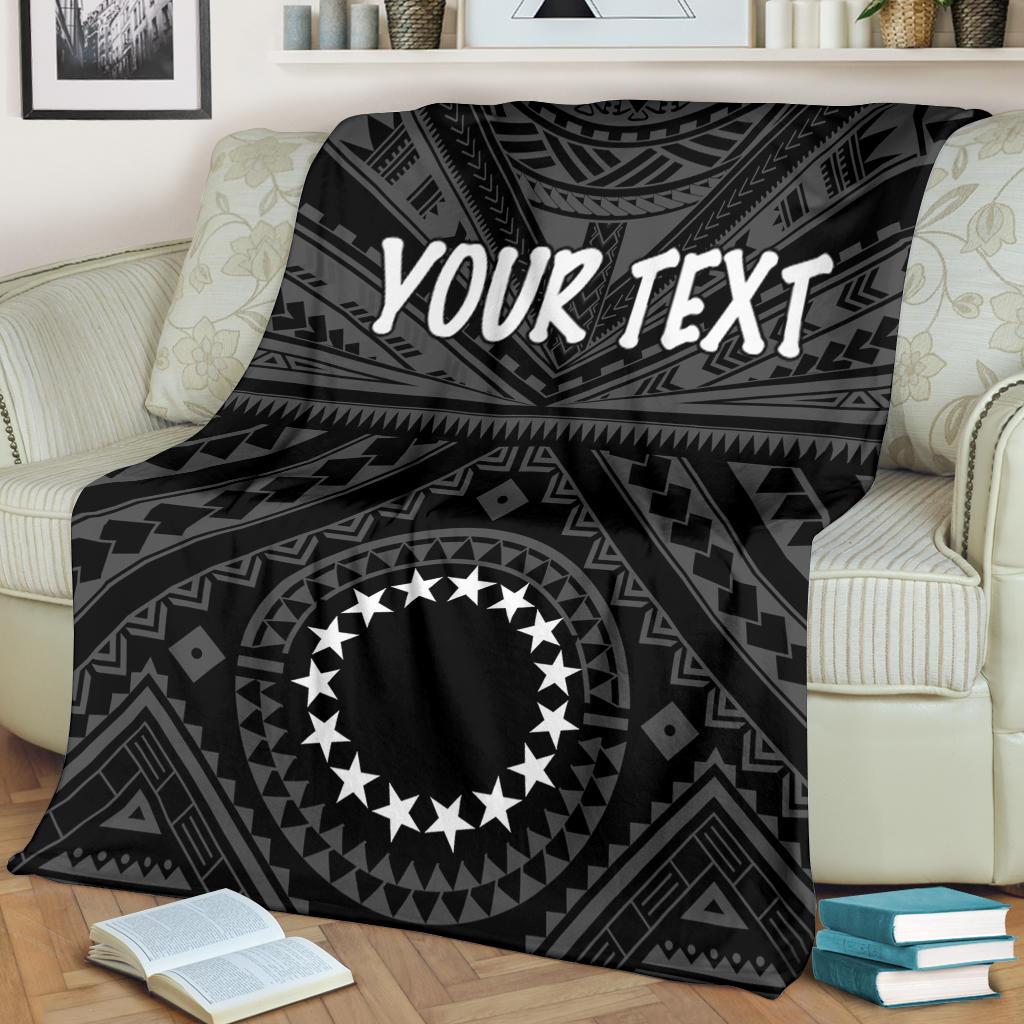 Cook Island Personalised Premium Blanket - Seal With Polynesian Tattoo Style ( Black) White - Polynesian Pride