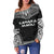 Kanaka Maoli Polynesian Chief Women's Off Shoulder Sweater - Black Version - Polynesian Pride