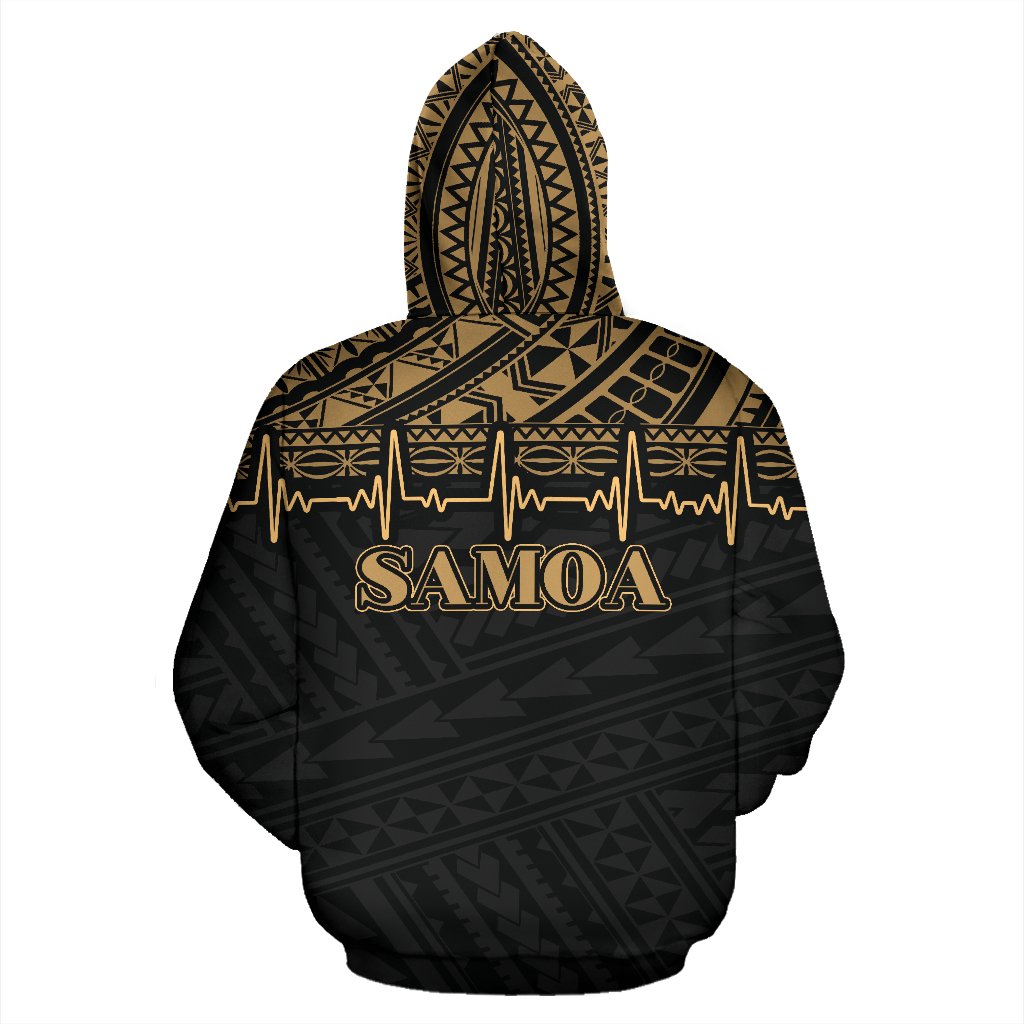 Samoa Polynesian All Over Hoodie Gold Heartbeat Style - Polynesian Pride