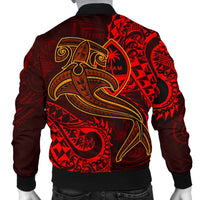 Guam Polynesian Men's Bomber Jacket - Red Shark Polynesian Tattoo - Polynesian Pride