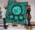 Hawaii Premium Quilt - Hawaii Map Honu Hibiscus Turquoise Polynesian Premium Quilt - Polynesian Pride