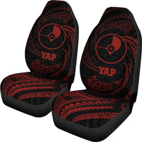 Yap Micronesia Car Seat Covers - Red Tribal Wave - Polynesian Pride