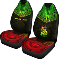 New Caledonia Custom Personalised Car Seat Cover - New Caledonia Coat Of Arms Polynesian Chief Tattoo Reggae Version - Polynesian Pride